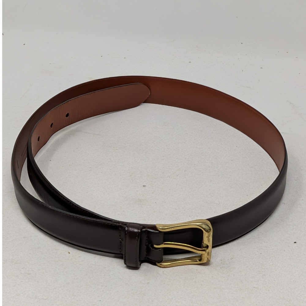 Coach Mens Mahogany Brown Burnished Cowhide Leather Belt Brass 36 5950 Italy
